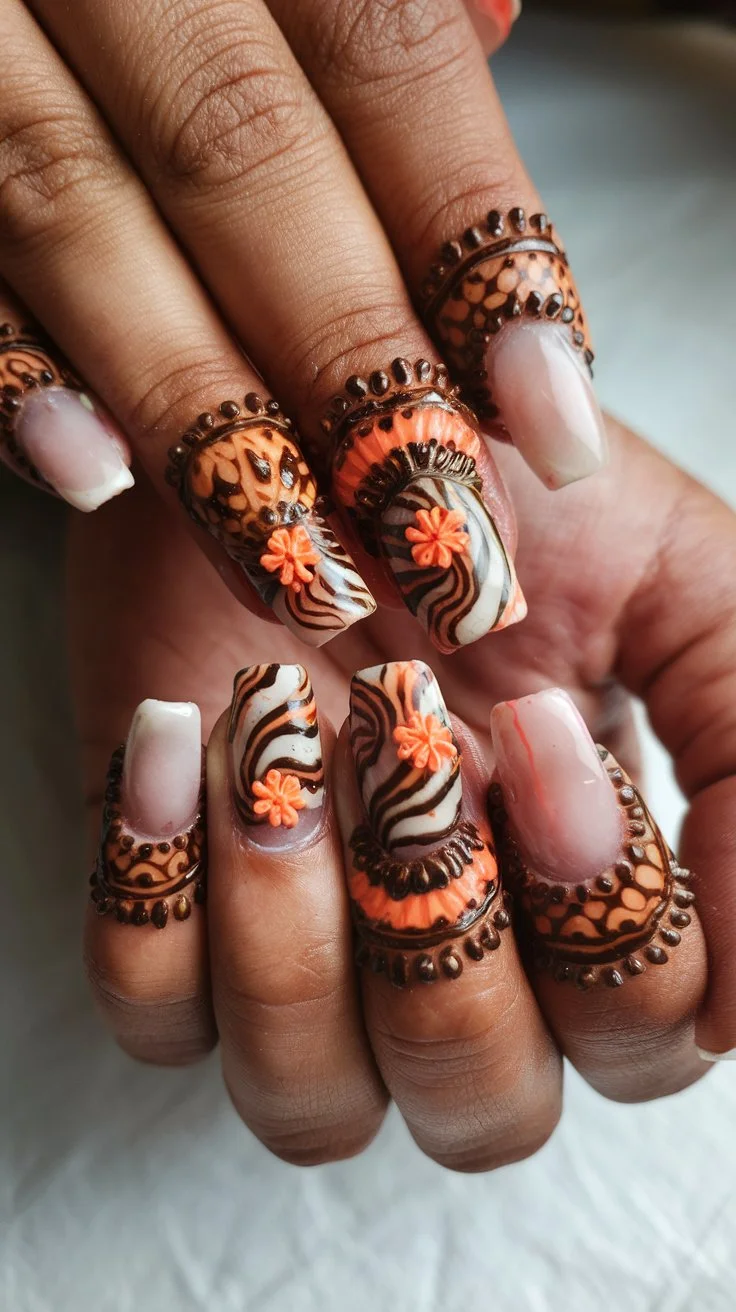 Henna Nail art Designs