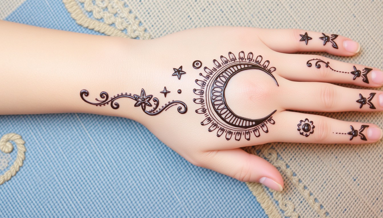 Moon and Star Henna Design with images: Simple and Modern